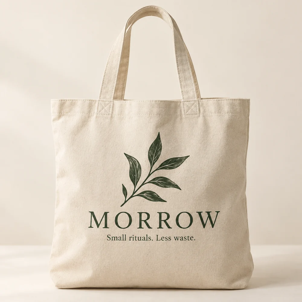Макет хлопковой сумки с логотипом кафе Morrow